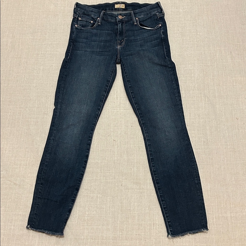 Mother The Looker Ankle Fray Distressed Skinny Jeans Women's Size 26 Frayed Hem